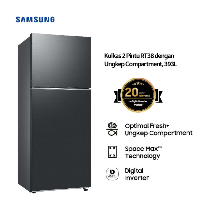 Samsung Kulkas Two Doors Ungkep Compartment RT38 393 L - RT38CG6420B1SE